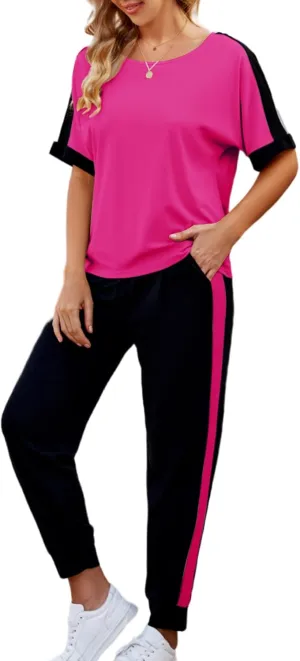 VIMPUNEC Women 2 Piece Outfits Summer Casual Lounge Sets Soft Sweatsuits Trendy Matching Sets