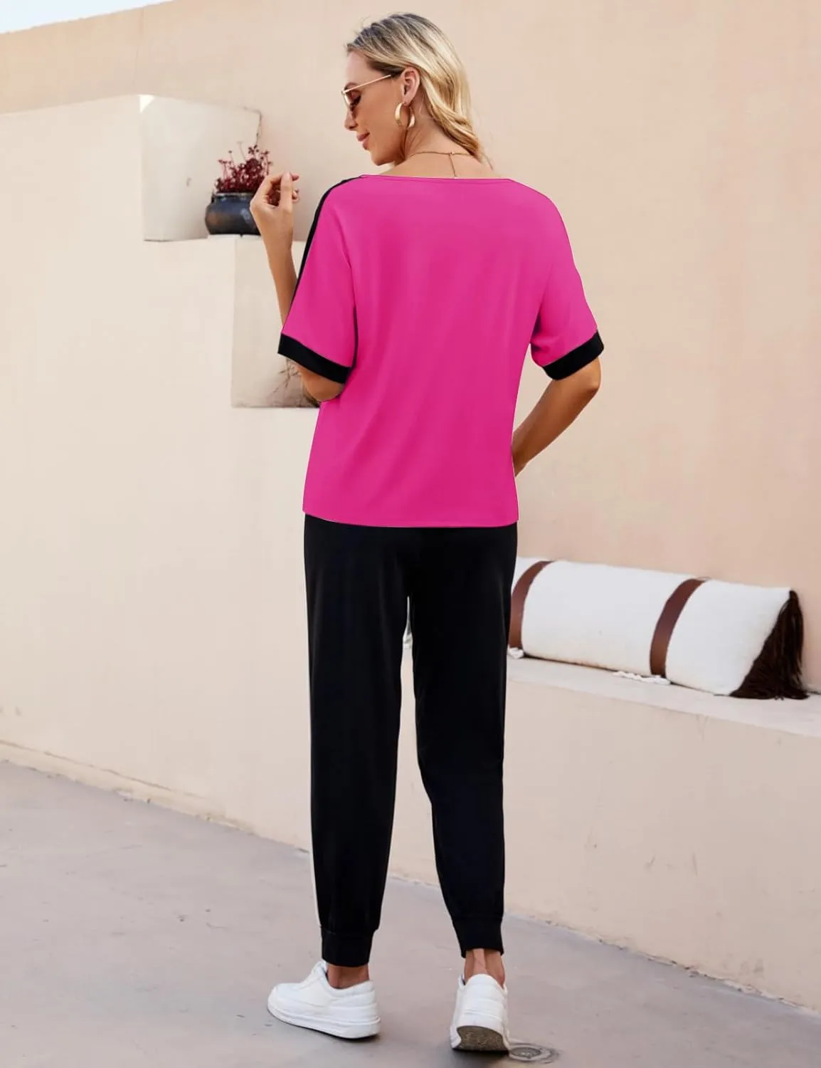 VIMPUNEC Women 2 Piece Outfits Summer Casual Lounge Sets Soft Sweatsuits Trendy Matching Sets