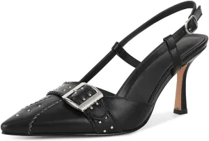 VOMIRA Heels for Women Stiletto Heels Pointed Toe Adjustable Buckle Strap Kitten Heels Pumps Shoes Office Dressy Heeled Sandals