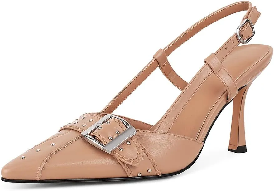 VOMIRA Heels for Women Stiletto Heels Pointed Toe Adjustable Buckle Strap Kitten Heels Pumps Shoes Office Dressy Heeled Sandals