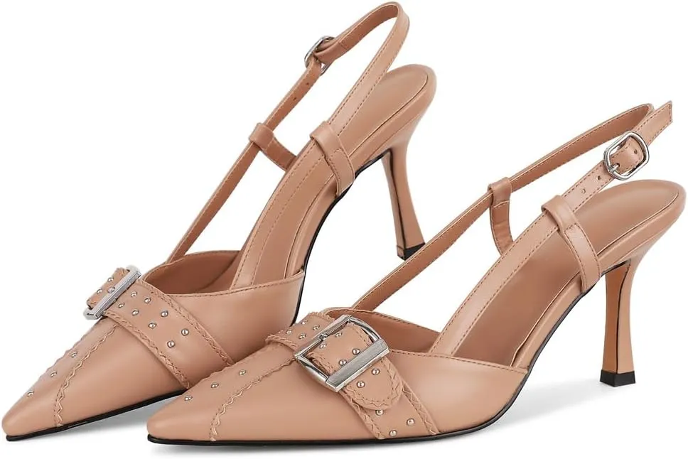VOMIRA Heels for Women Stiletto Heels Pointed Toe Adjustable Buckle Strap Kitten Heels Pumps Shoes Office Dressy Heeled Sandals