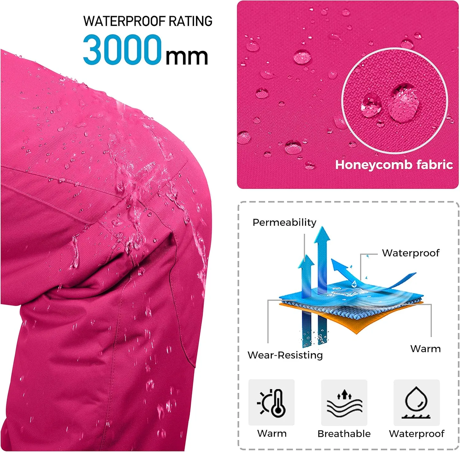 Wantdo Women's Mountain Insulated Snow Waterproof Ski Pants Winter Outdoor Cargo Pants