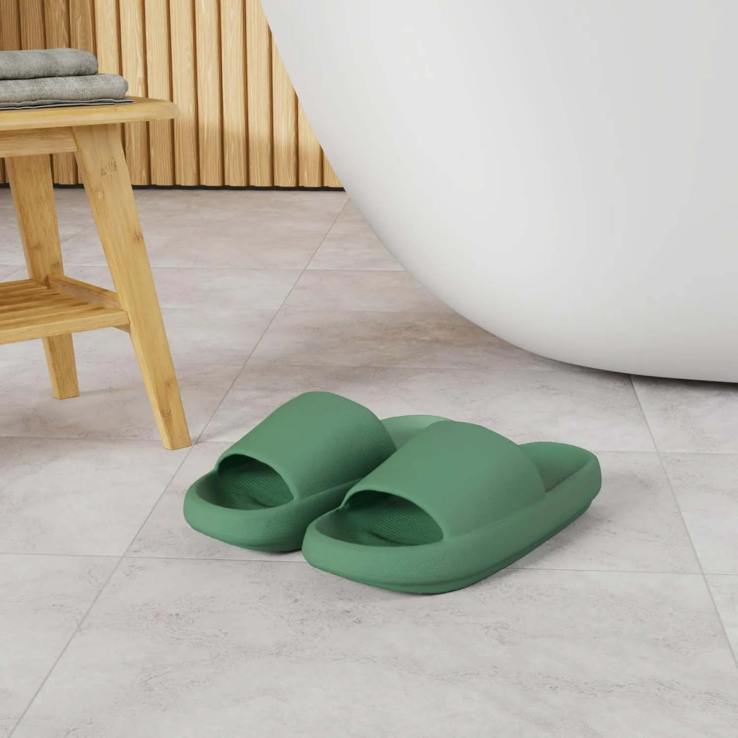 welltree Slides for Women Men Pillow Slippers Non-Slip Bathroom Shower Sandals Soft Thick Sole Indoor and Outdoor Slides