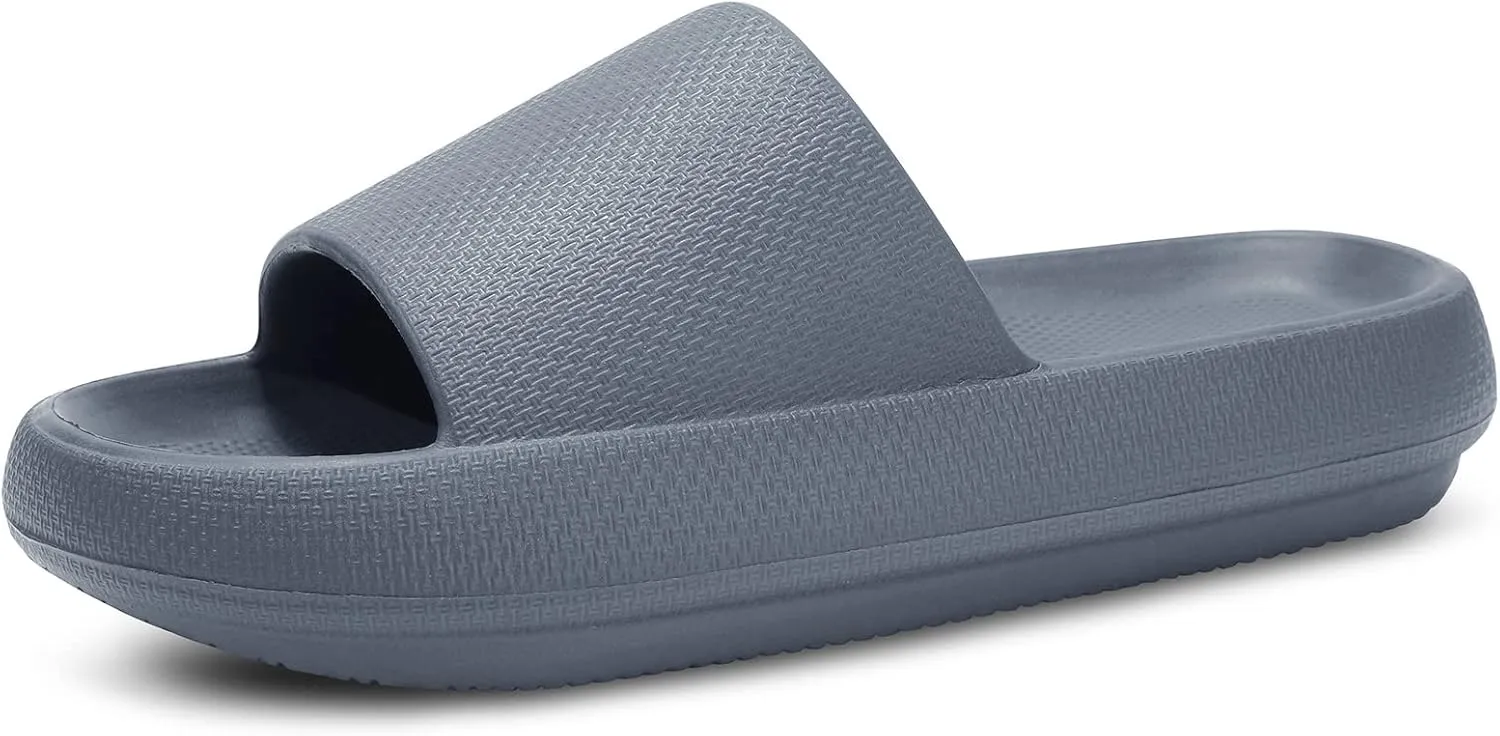 welltree Slides for Women Men Pillow Slippers Non-Slip Bathroom Shower Sandals Soft Thick Sole Indoor and Outdoor Slides