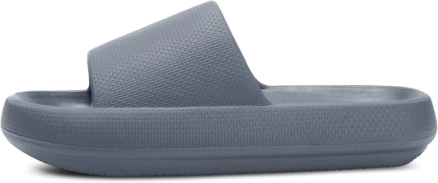 welltree Slides for Women Men Pillow Slippers Non-Slip Bathroom Shower Sandals Soft Thick Sole Indoor and Outdoor Slides