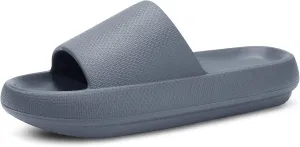 welltree Slides for Women Men Pillow Slippers Non-Slip Bathroom Shower Sandals Soft Thick Sole Indoor and Outdoor Slides