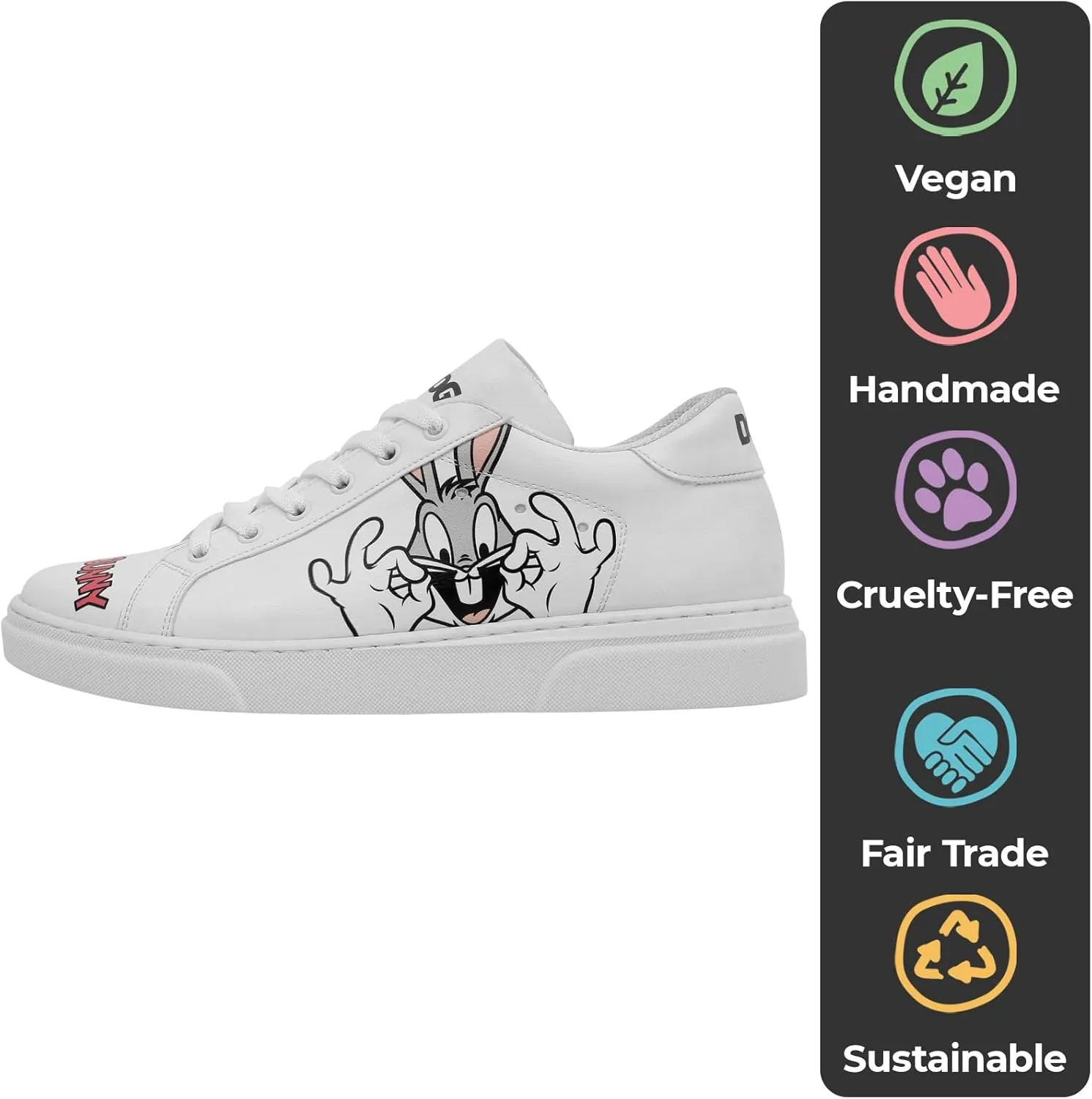 White Sneakers for Women - Handmade Women's Fashion Sneakers, Vegan Leather and Unique Design, Comfortable Shoes for Women, Ace Sneakers