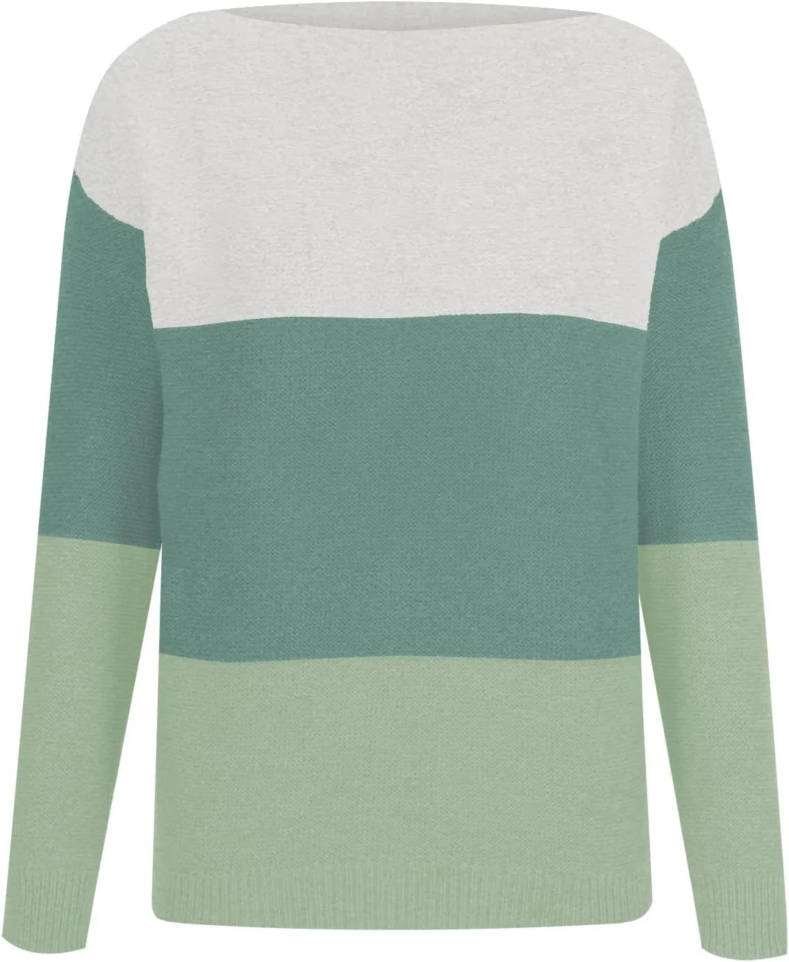 Winter Sweaters for Women 2024 Casual Loose Color Block Pullover Sweater Long Sleeve Boat Neck Knit Jumper Tops
