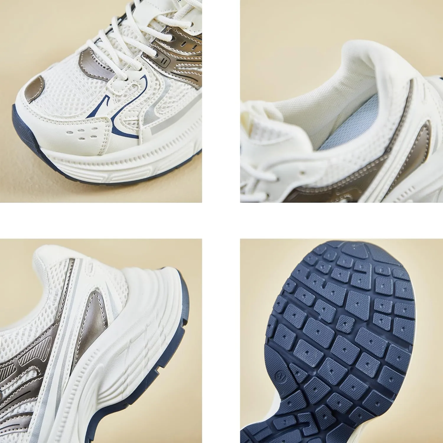 Women Breathable Mesh Chunky Sneakers Trendy Lace-up Casual Shoes Everyday Gym Walking Shoes