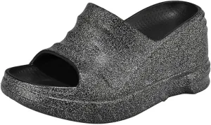 Women Platform Clogs Slip On Thick Soled Garden Clogs Sandals Summer Beach Open Toe Sandals Sparkle Slippers-Extra 8 cm/3.15 inches