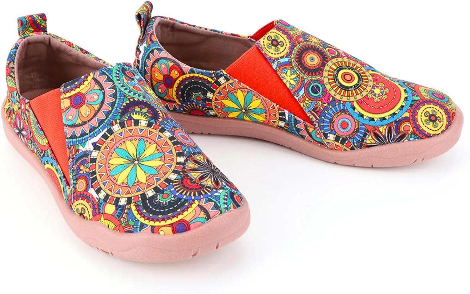 Women's Art Painted Casual Loafers, Extra Wide Slip-on Diabetic Shoes for Women, Comfortable Canvas Arch Support Walking Shoes