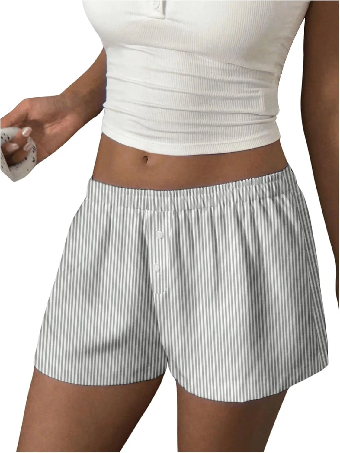Women's Boxer Shorts Striped Straight Leg Low Rise Baggy Shorts Lounge Pajama Bottoms Shorts