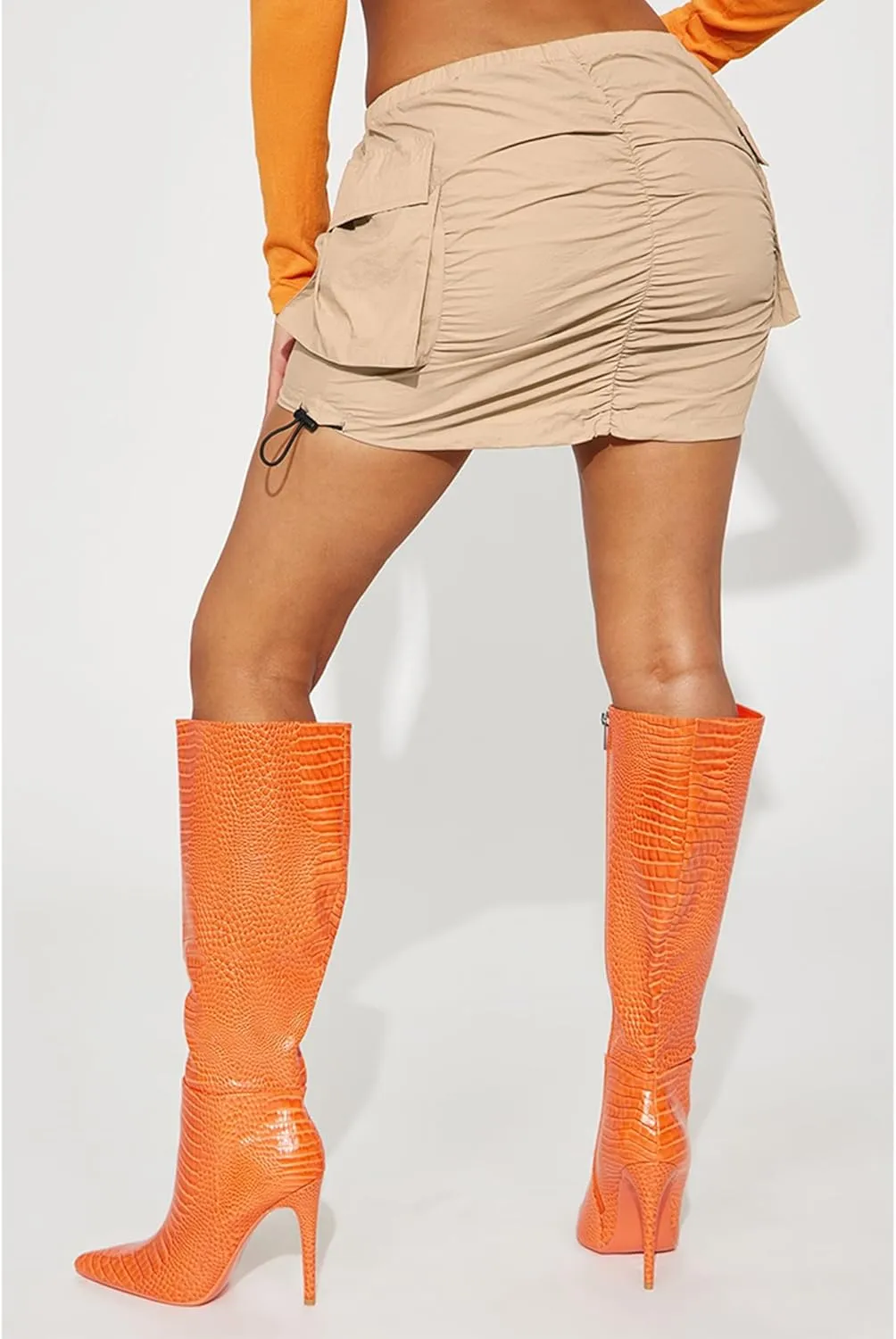 Women's Cargo Skirt Y2k High Waisted Pencil Bodycon Mini Skirts for Women Sexy Trendy Drawstring Ruched Cute