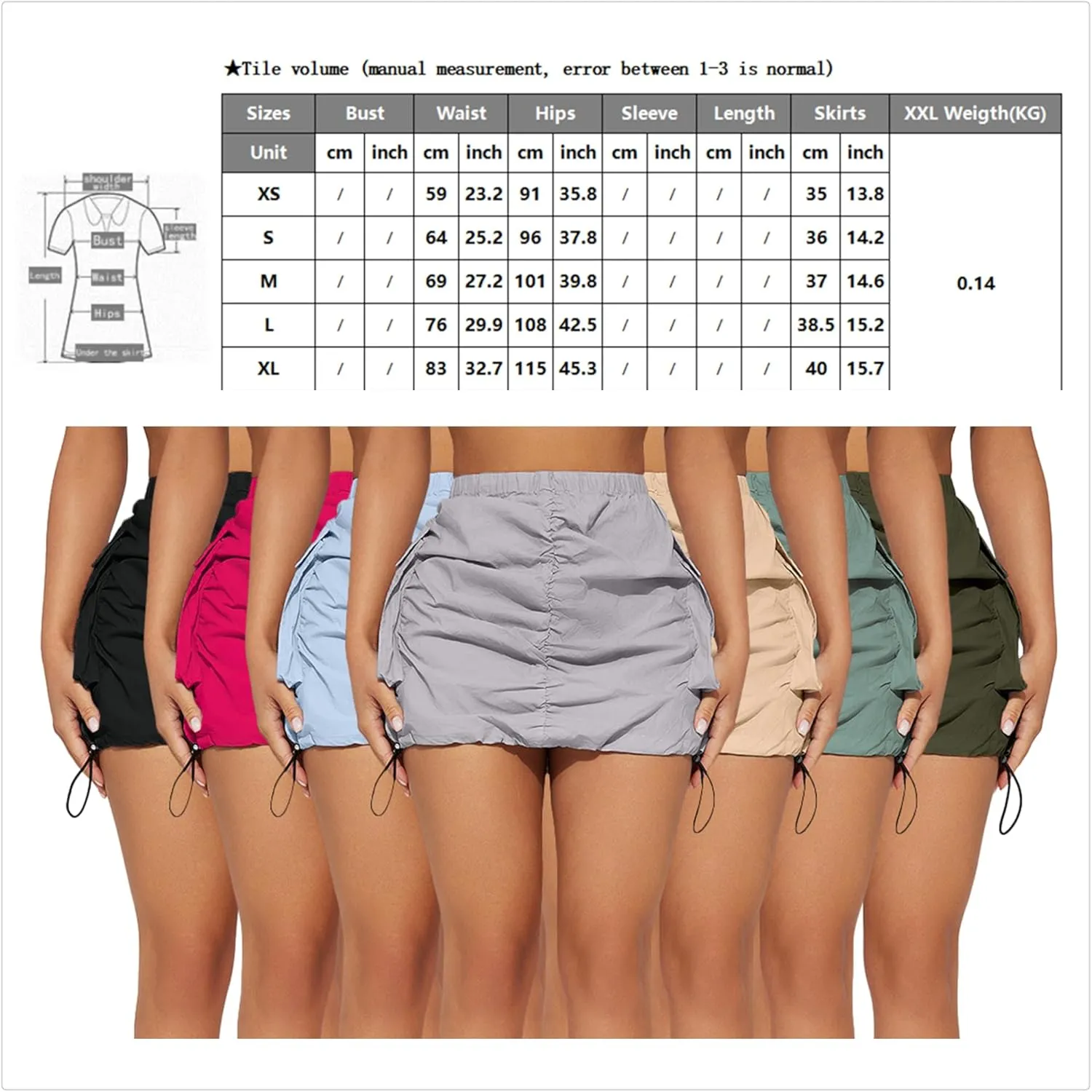 Women's Cargo Skirt Y2k High Waisted Pencil Bodycon Mini Skirts for Women Sexy Trendy Drawstring Ruched Cute