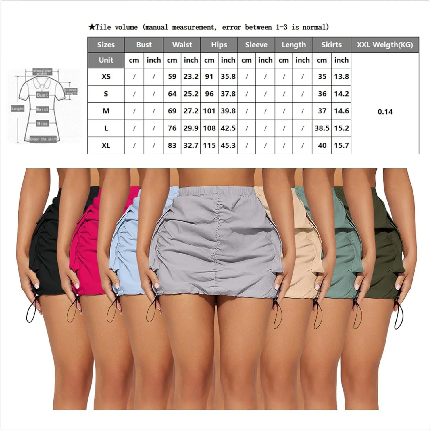Women's Cargo Skirt Y2k High Waisted Pencil Bodycon Mini Skirts for Women Sexy Trendy Drawstring Ruched Cute