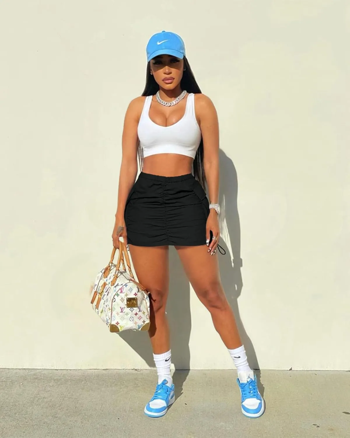 Women's Cargo Skirt Y2k High Waisted Pencil Bodycon Mini Skirts for Women Sexy Trendy Drawstring Ruched Cute