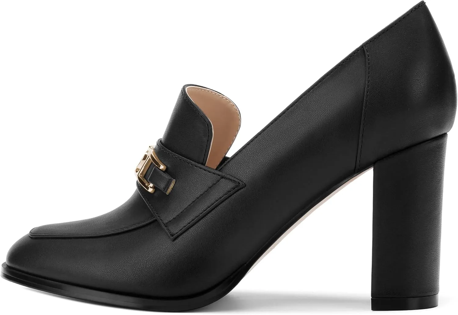 Womens Chunky Block Heels for Women Square Toe Matte Pumps, Slip on Loafers Office Party Prom Shoes 3 inch