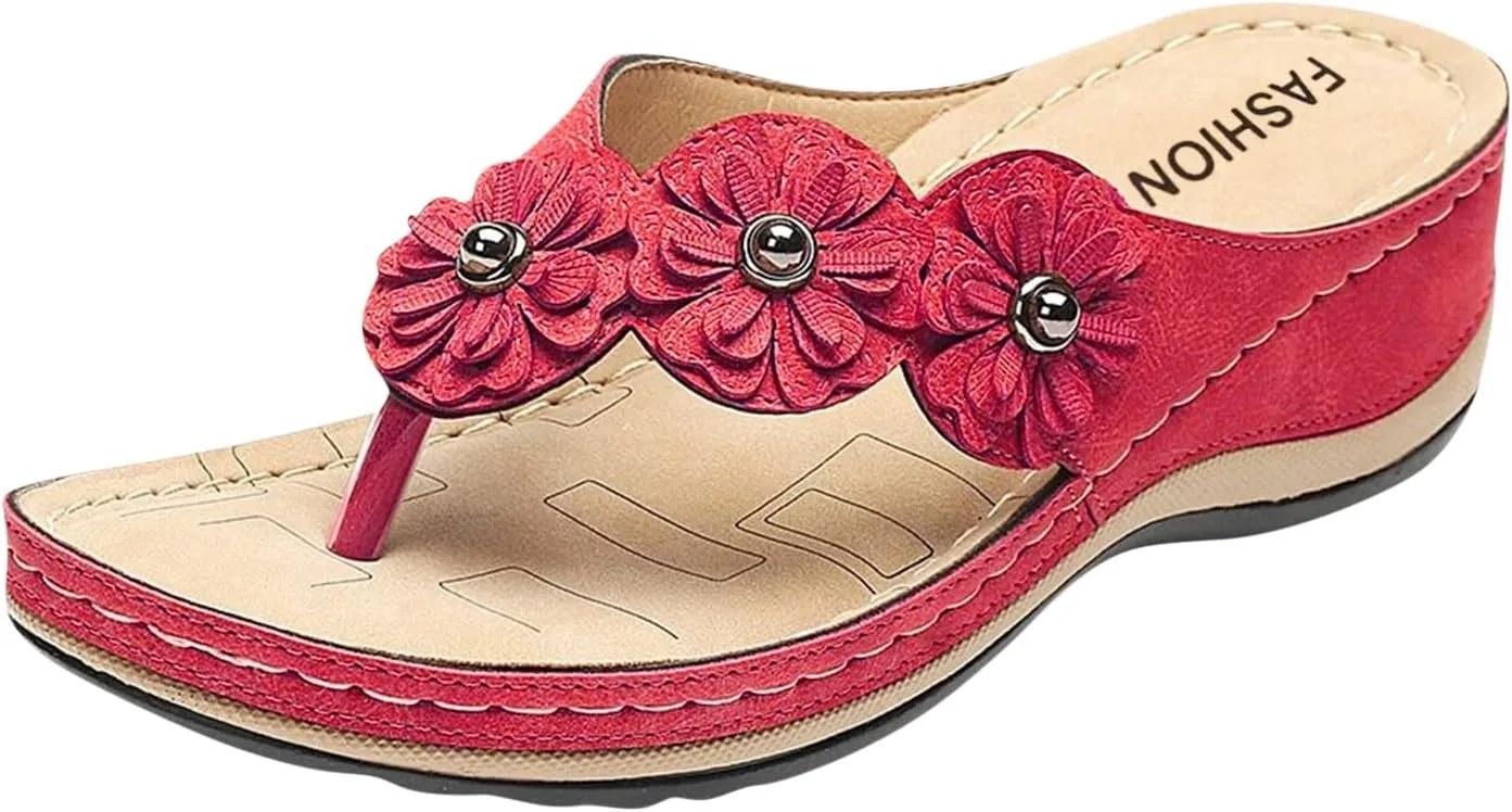Womens Comfortable Orthopedic Sandals with Arch Support Walking Shoes Adjustable Thick Sole Summer Beach Casual Outdoor Slides Plantar Fasciitis Relief Footwear