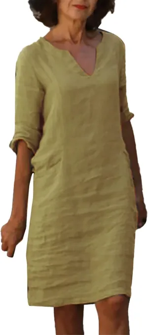 Womens Cotton Linen Dress Boho Beach Casual Summer Elegant Mini Dress Trendy Plus Size Vacation Short Shirt Dresses