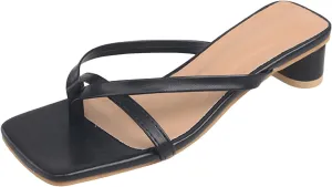 Women's Flat Sandals 2025 Wide Width Square Toe Clip Toes Solid Color Slip On Gladiator Strap Slides Summer Comfy Low Heel Cushion Footbed Beach Shoes Non-Slip Casual Slippers for Outdoor Indoor