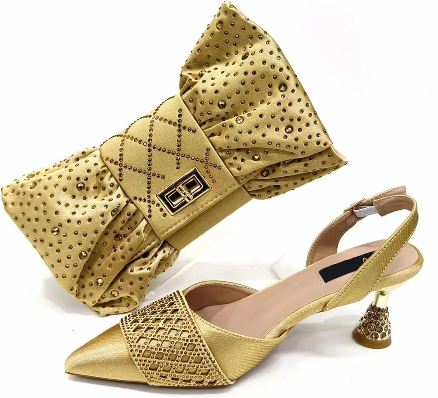 Women's Fuchsia African-Italian Fusion Set - Satin Bow-Embellished Pumps & Floral Appliqué Clutch for Spring Weddings