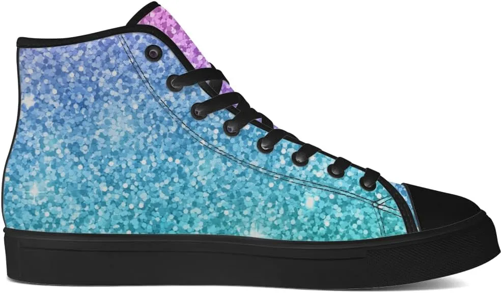 Women's Glitter Shoes High Top Canvas Sneakers Lace Up Casual Walking Shoes Gifts for Girlfriend Ladies