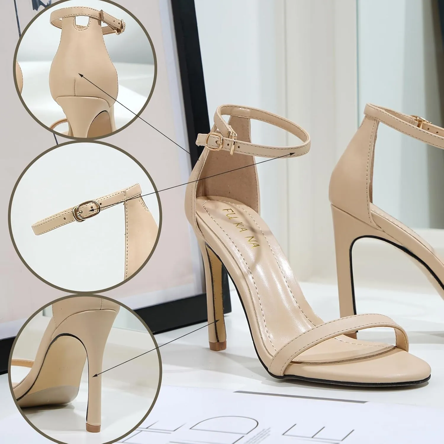 Women's High Stilettos Heels for Women Open Toe Strap Pump Heeled Sandals Wedding Bridal Party Prom Dress Shoes