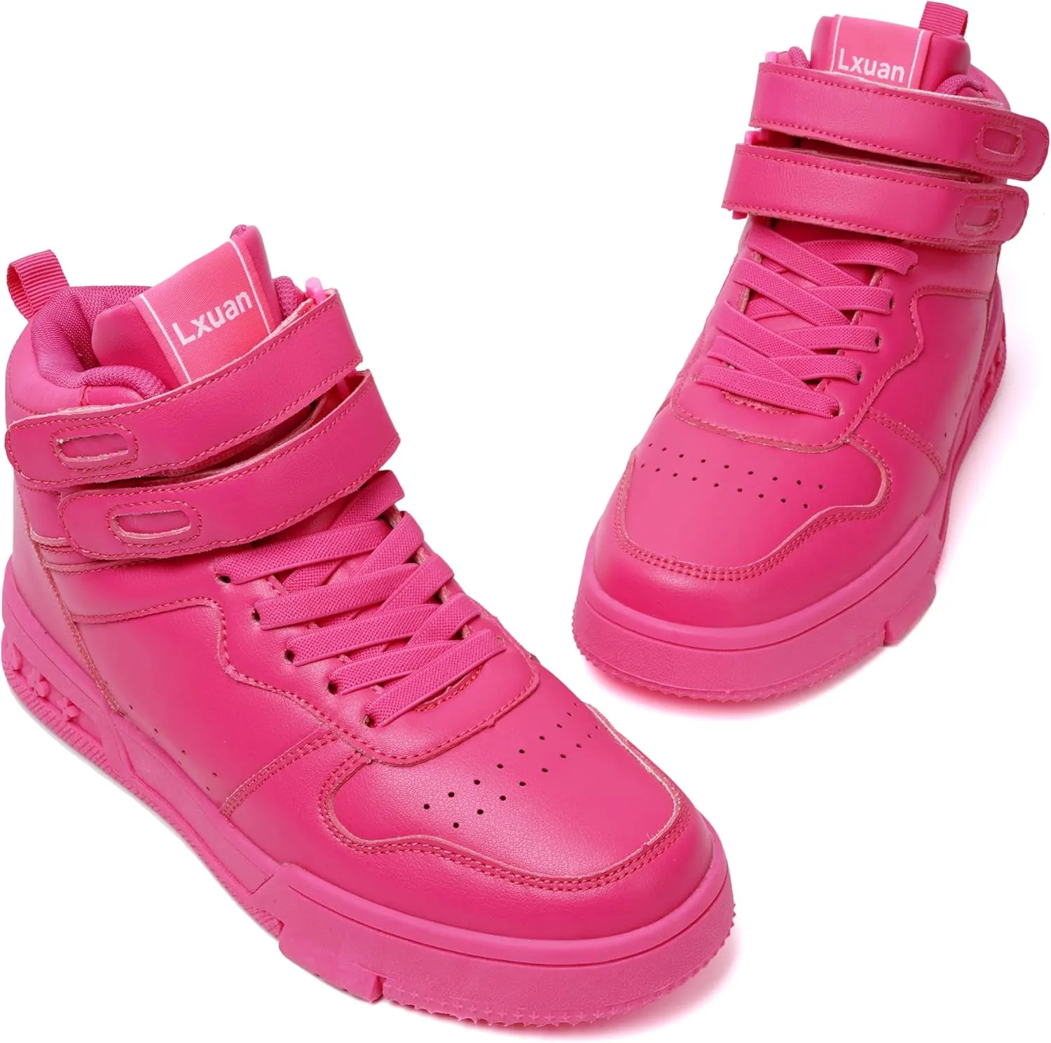 Women's High Top Fashion Basketball Ankle Boots Walking Tennis Shoes Platform Hook and Loop Casual Faux Leather Hidden Heels Sneaker