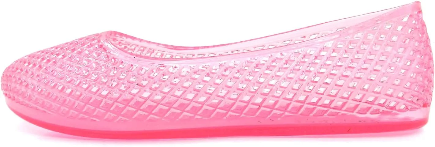 Women's Jelly Mesh Ballet Flats Clear Hollow Slip On Flat Sandals Casual Round Toe Balleria Flat Shoes