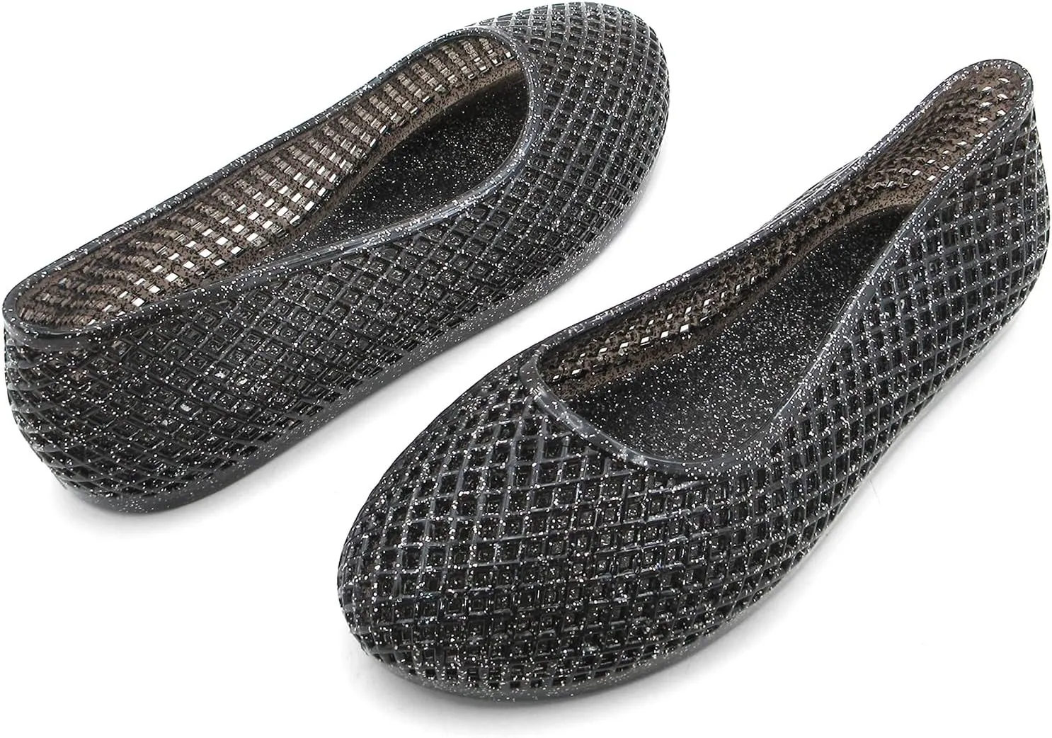 Women's Jelly Mesh Ballet Flats Clear Hollow Slip On Flat Sandals Casual Round Toe Balleria Flat Shoes