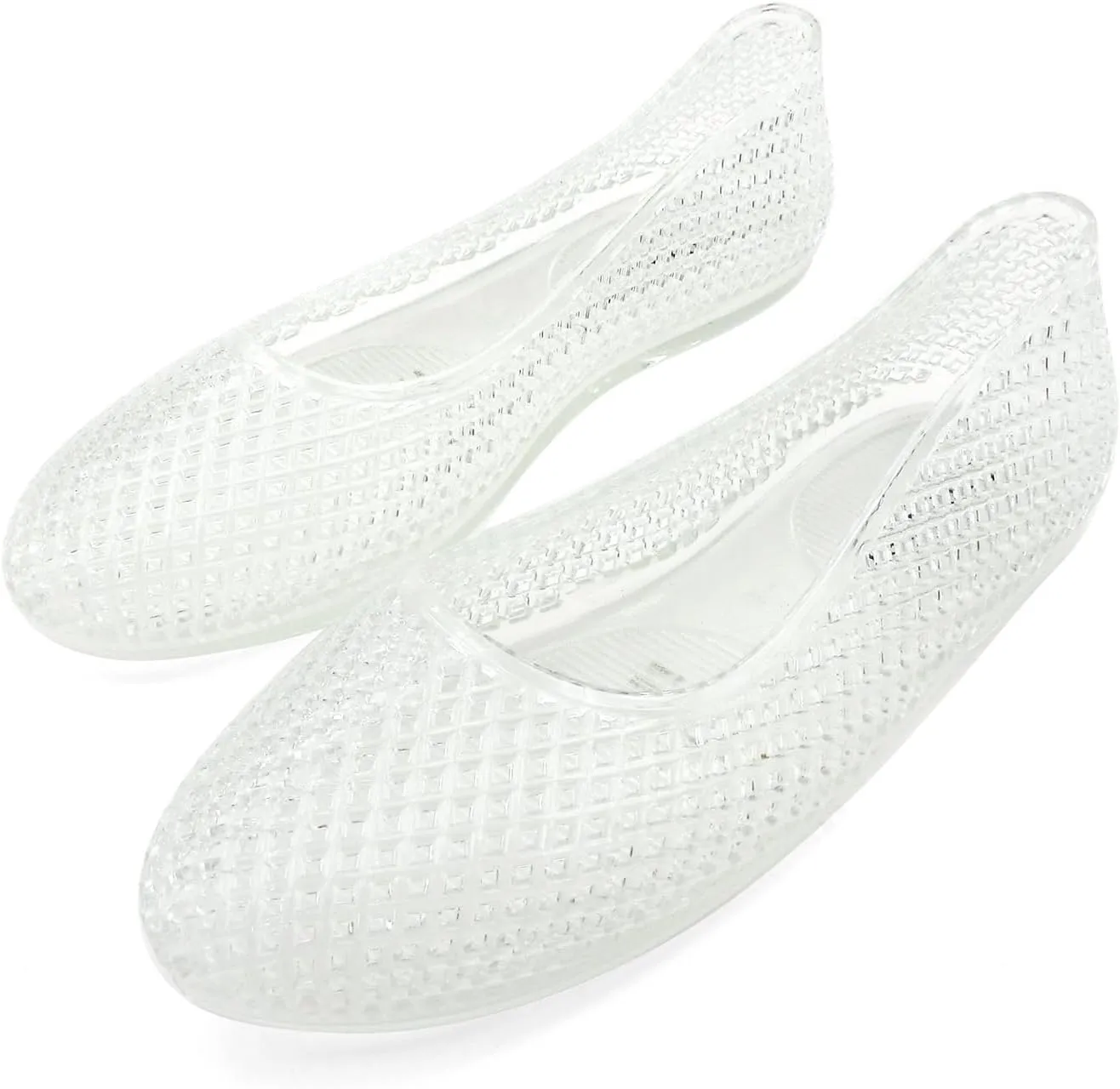 Women's Jelly Mesh Ballet Flats Clear Hollow Slip On Flat Sandals Casual Round Toe Balleria Flat Shoes