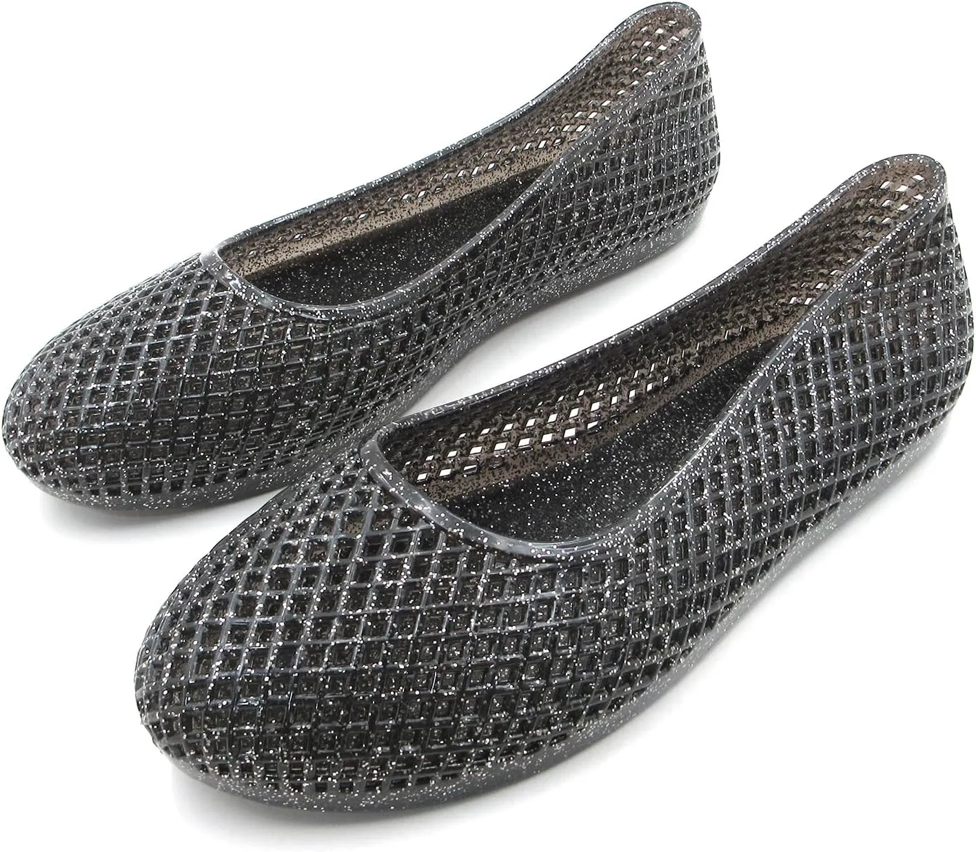 Women's Jelly Mesh Ballet Flats Clear Hollow Slip On Flat Sandals Casual Round Toe Balleria Flat Shoes