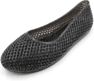 Women's Jelly Mesh Ballet Flats Clear Hollow Slip On Flat Sandals Casual Round Toe Balleria Flat Shoes
