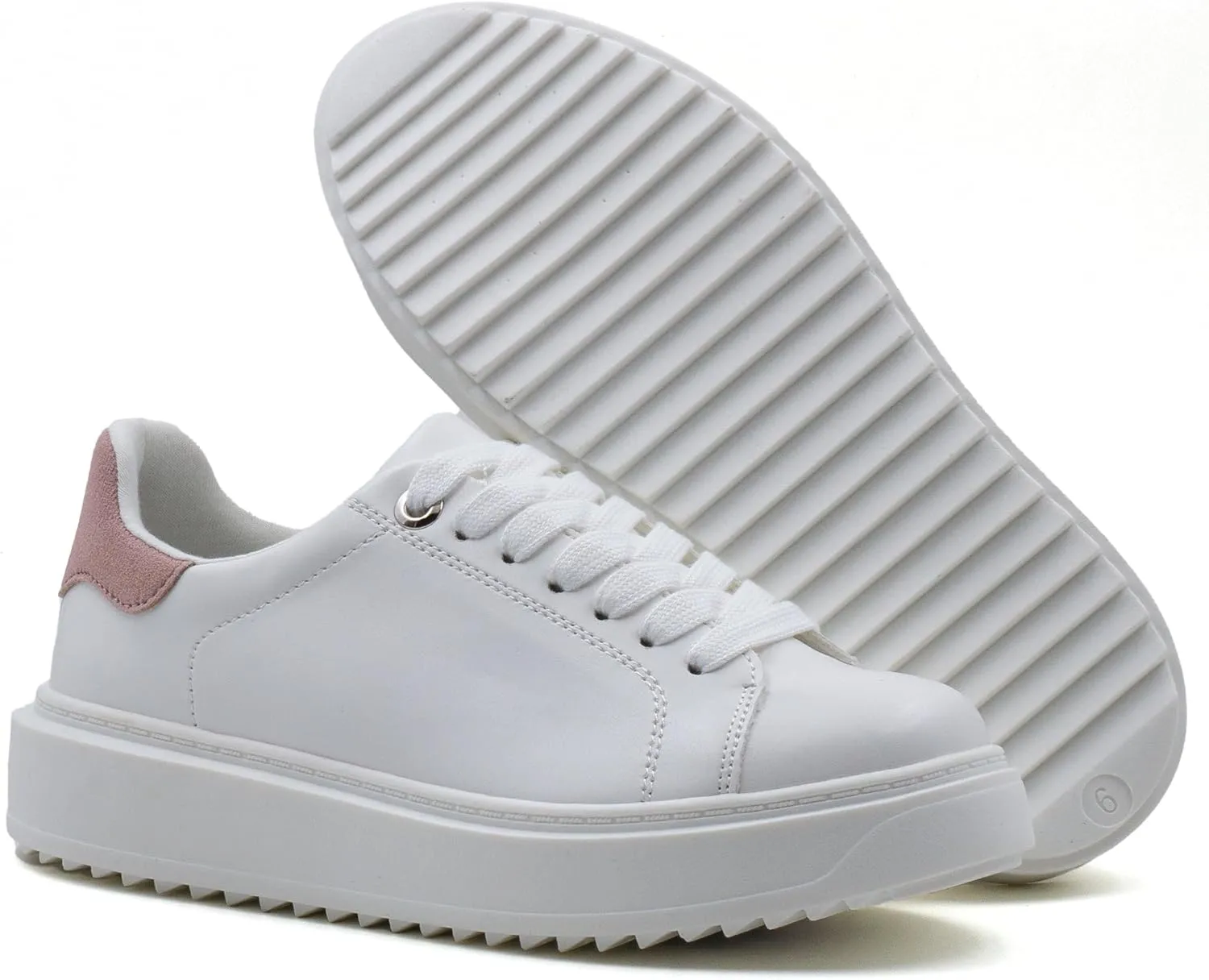 Women's Lace Up Platform Sneakers, Elevated Sole, Classic Trendy Comfortable Fashion PU Shoes