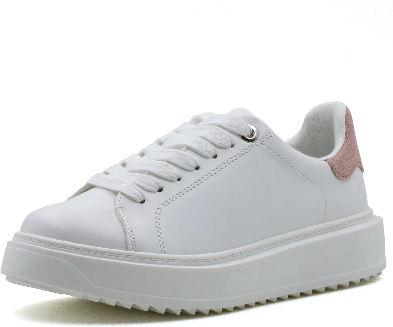 Women's Lace Up Platform Sneakers, Elevated Sole, Classic Trendy Comfortable Fashion PU Shoes