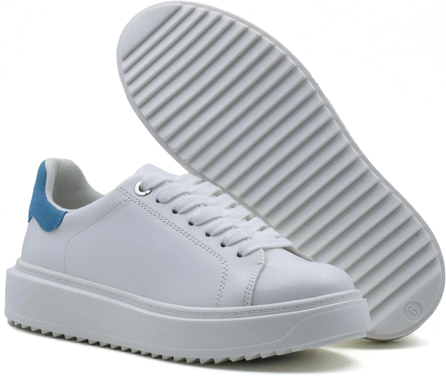 Women's Lace Up Platform Sneakers, Elevated Sole, Classic Trendy Comfortable Fashion PU Shoes