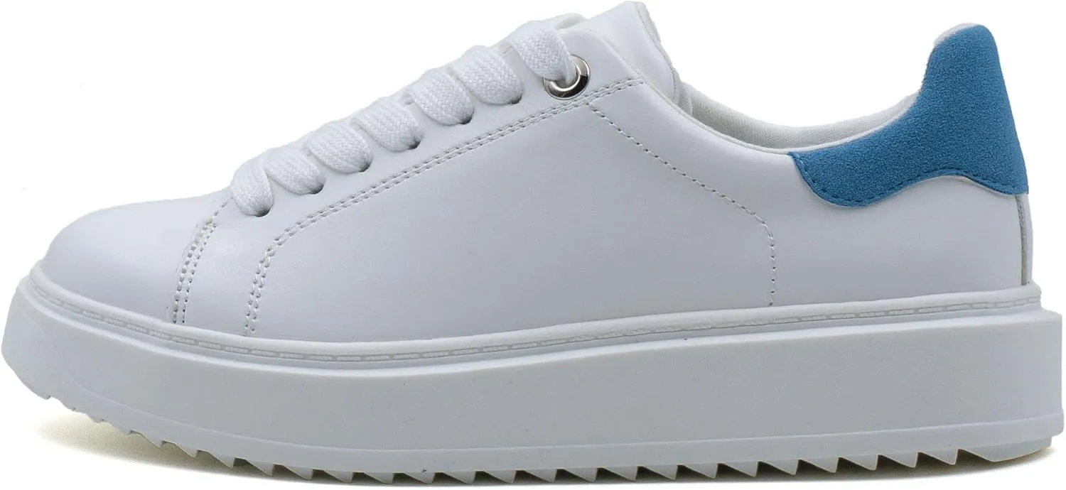 Women's Lace Up Platform Sneakers, Elevated Sole, Classic Trendy Comfortable Fashion PU Shoes