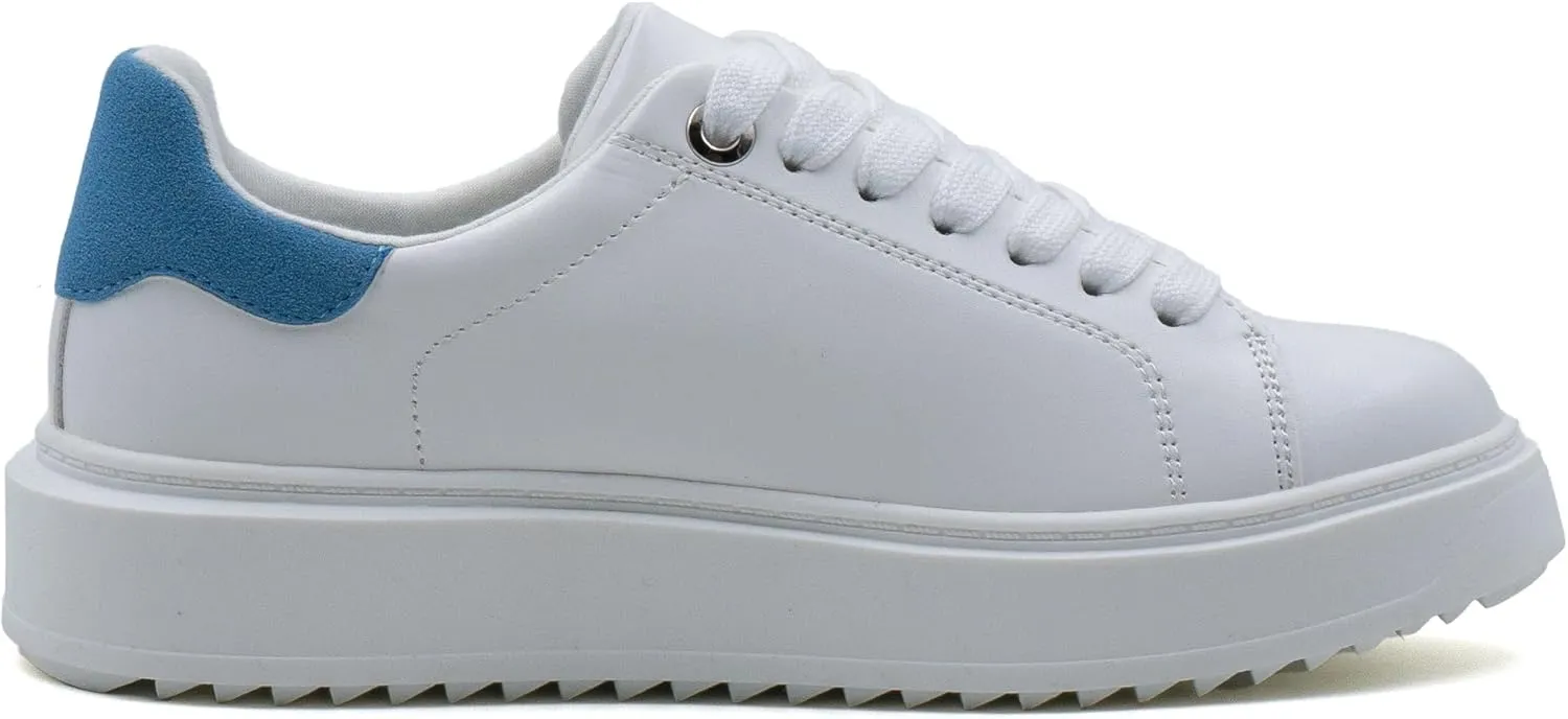 Women's Lace Up Platform Sneakers, Elevated Sole, Classic Trendy Comfortable Fashion PU Shoes