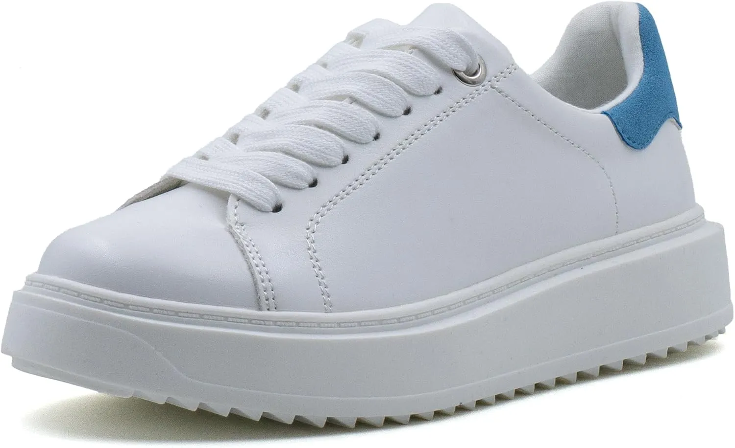 Women's Lace Up Platform Sneakers, Elevated Sole, Classic Trendy Comfortable Fashion PU Shoes