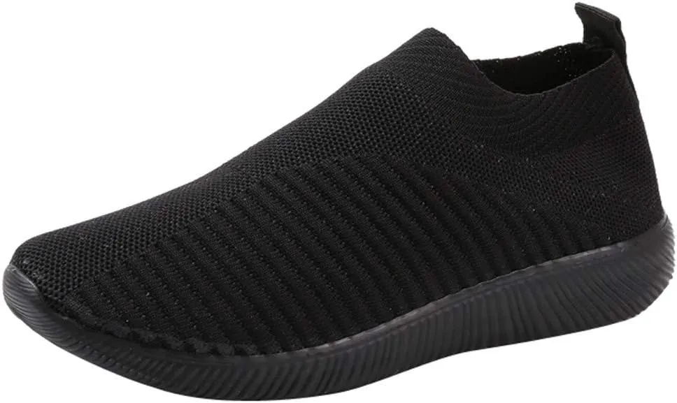 Womens Ladies Walking Running Shoes Slip On Lightweight Tennis Shoes Womens Casual Women's Casual Shoes Men's Fashion Sneakers Black Tennis Shoe Trainers Shoe