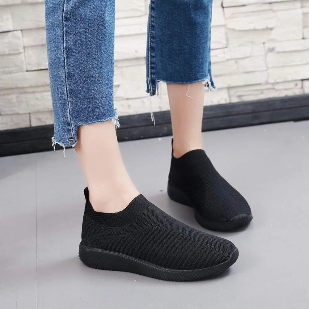 Womens Ladies Walking Running Shoes Slip On Lightweight Tennis Shoes Womens Casual Women's Casual Shoes Men's Fashion Sneakers Black Tennis Shoe Trainers Shoe