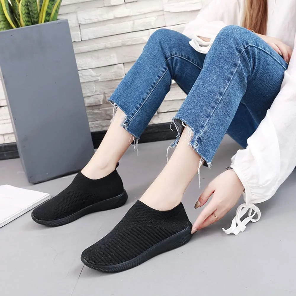 Womens Ladies Walking Running Shoes Slip On Lightweight Tennis Shoes Womens Casual Women's Casual Shoes Men's Fashion Sneakers Black Tennis Shoe Trainers Shoe