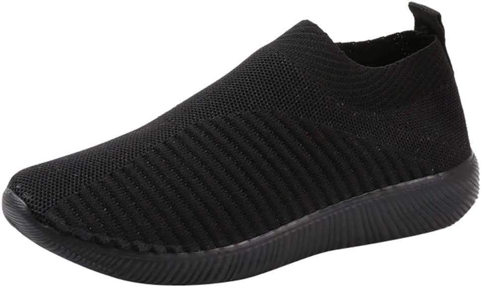 Womens Ladies Walking Running Shoes Slip On Lightweight Tennis Shoes Womens Casual Women's Casual Shoes Men's Fashion Sneakers Black Tennis Shoe Trainers Shoe