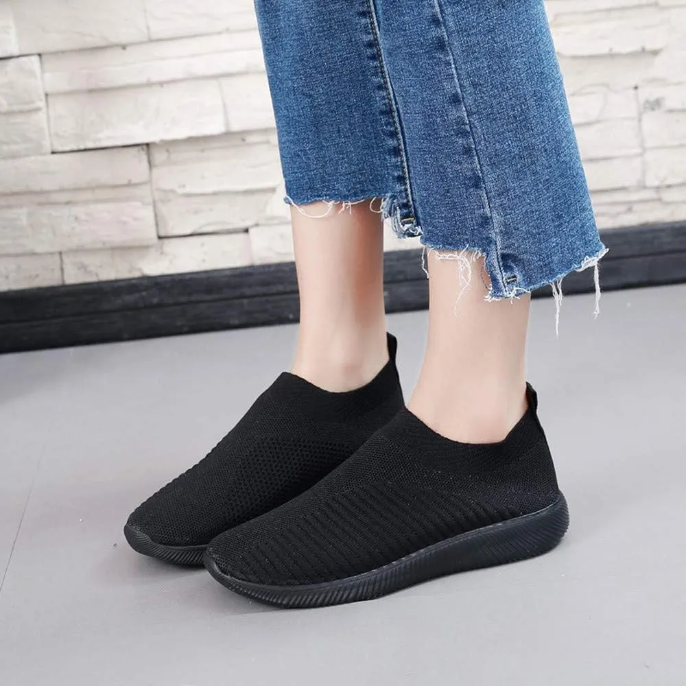 Womens Ladies Walking Running Shoes Slip On Lightweight Tennis Shoes Womens Casual Women's Casual Shoes Men's Fashion Sneakers Black Tennis Shoe Trainers Shoe