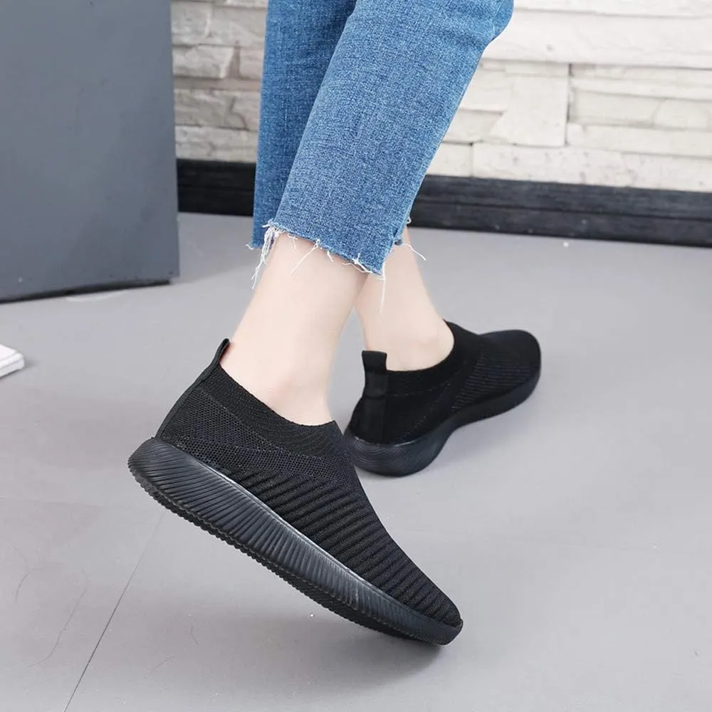 Womens Ladies Walking Running Shoes Slip On Lightweight Tennis Shoes Womens Casual Women's Casual Shoes Men's Fashion Sneakers Black Tennis Shoe Trainers Shoe