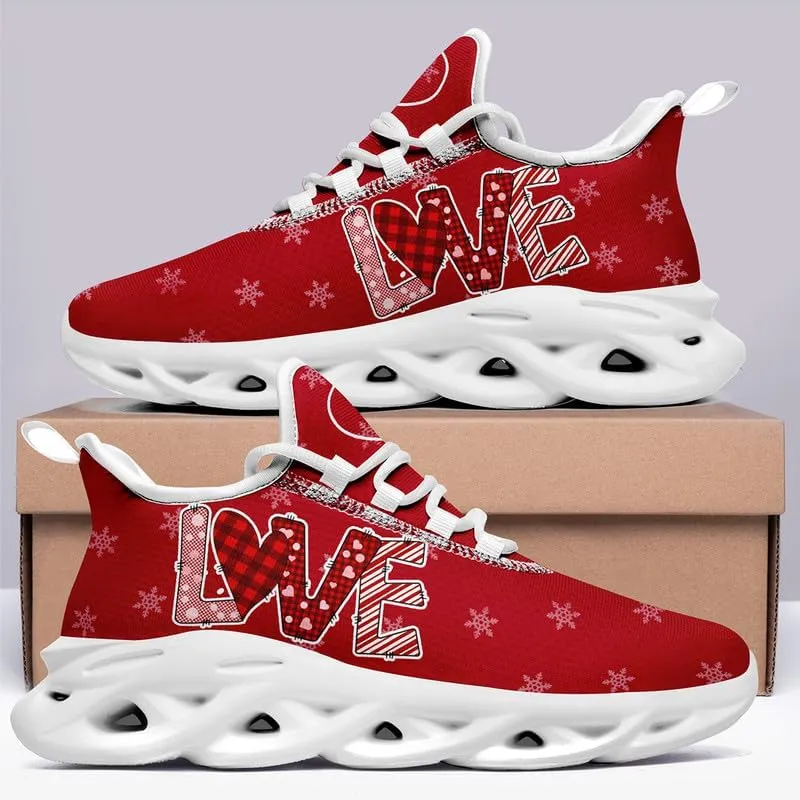 Women's Love Print Sneakers, Lightweight Breathable Casual Walking Shoes – Trendy Romantic Heart Design Athletic Sneakers