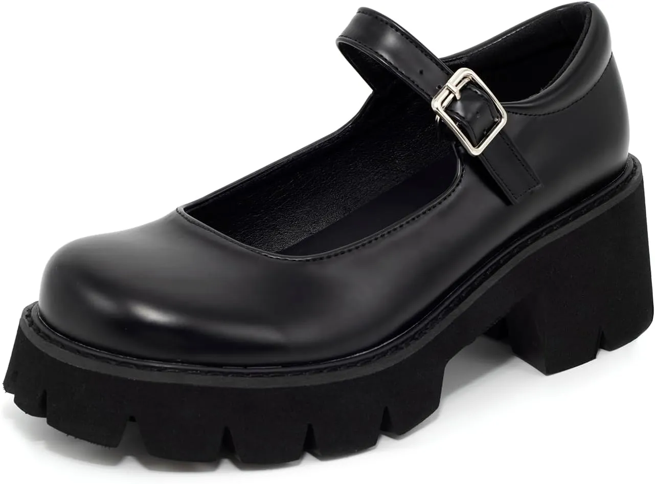 Women's Mary Janes Oxfords Dress Platform high Heels Loafers Shoes for Office Lady