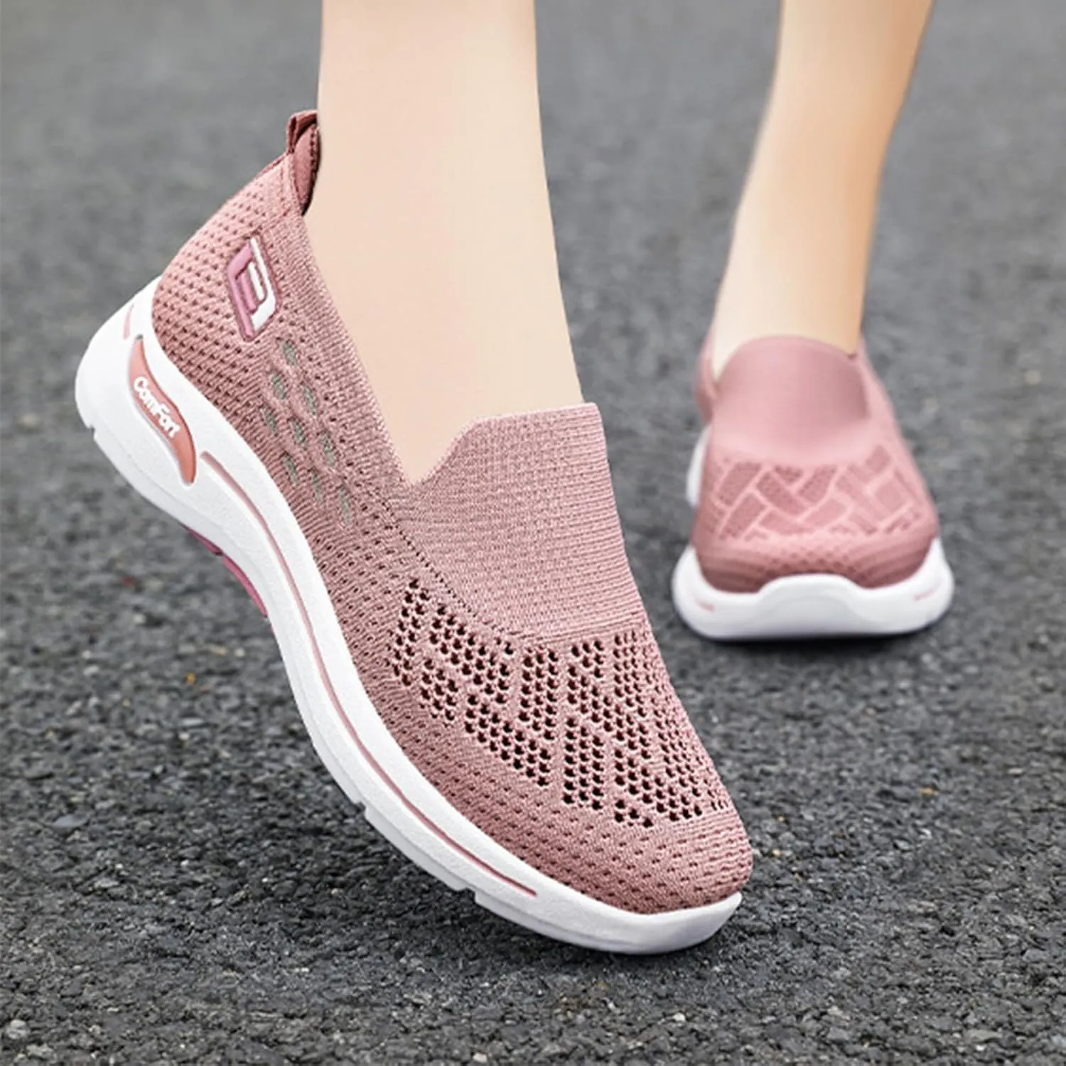 Women's Mesh Shoes Lightweight Comfortable Loafers for Women Casual Breathable Outdoor Walking Shoes Slip On Sneakers