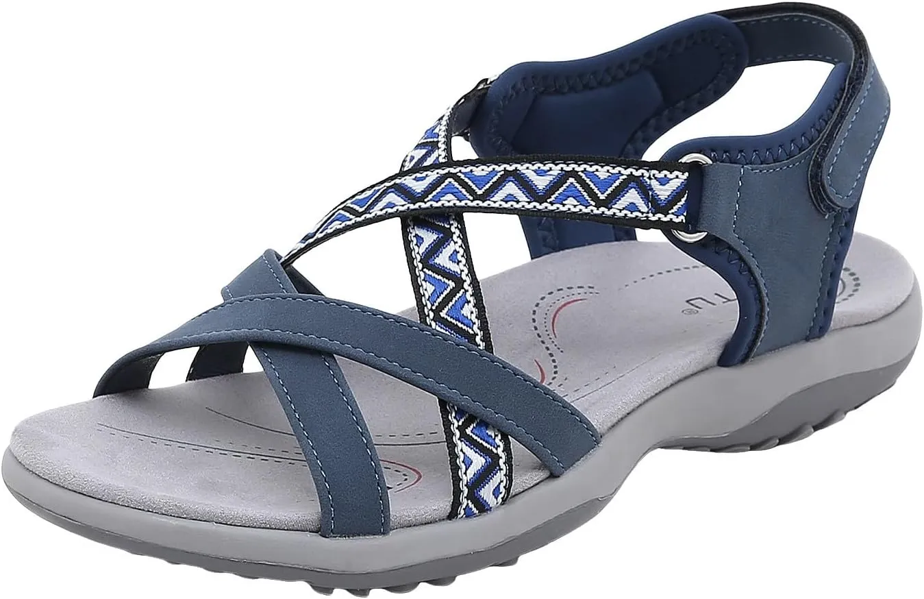Women's Orthotic Sandals With Arch Support Tribal Pattern Straps Hook And Loop Fastener Strap Casual Sandal Lightweight Breathable Sport Shoes Prom Homecoming Graduation Engagement Shoes