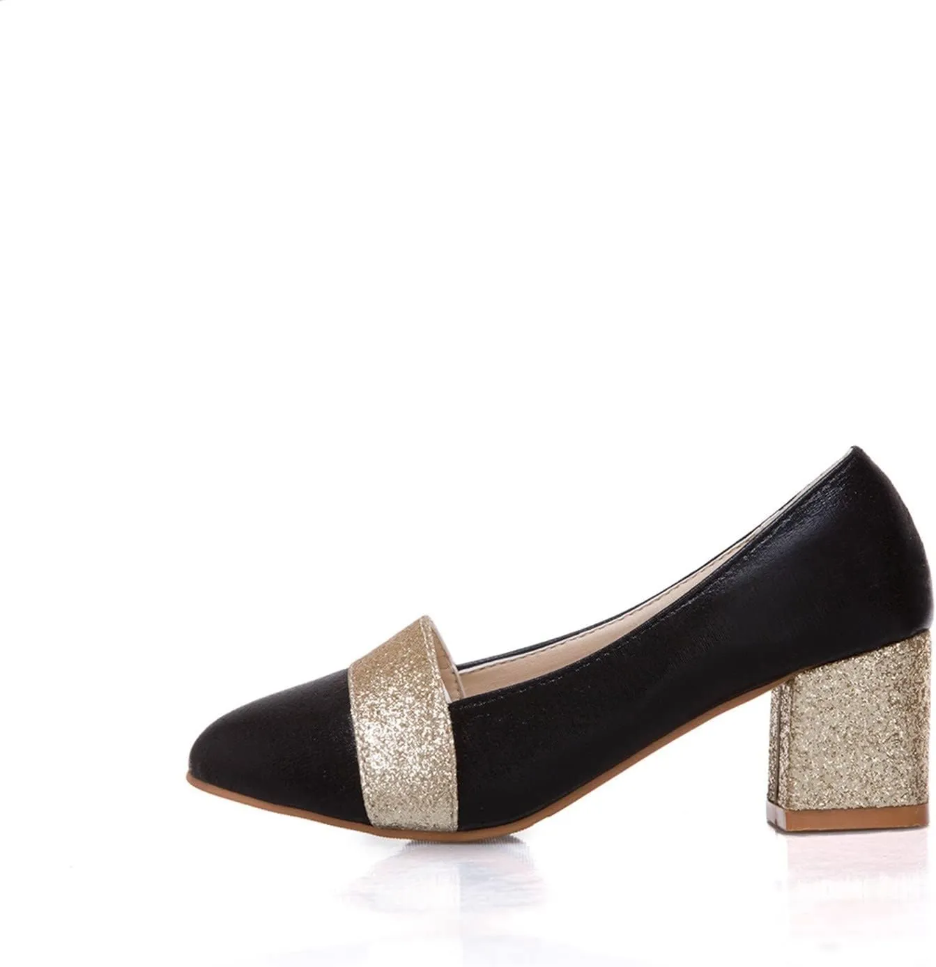 Women's Rhinestone Dress Shoes Chunky Wedding Pumps Closed Toe Heels Dressy Work Shoe Comfortable Business Shoes